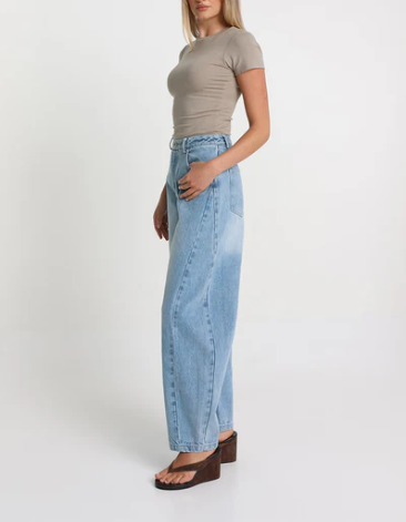 Khaki stretch fitted baby tee